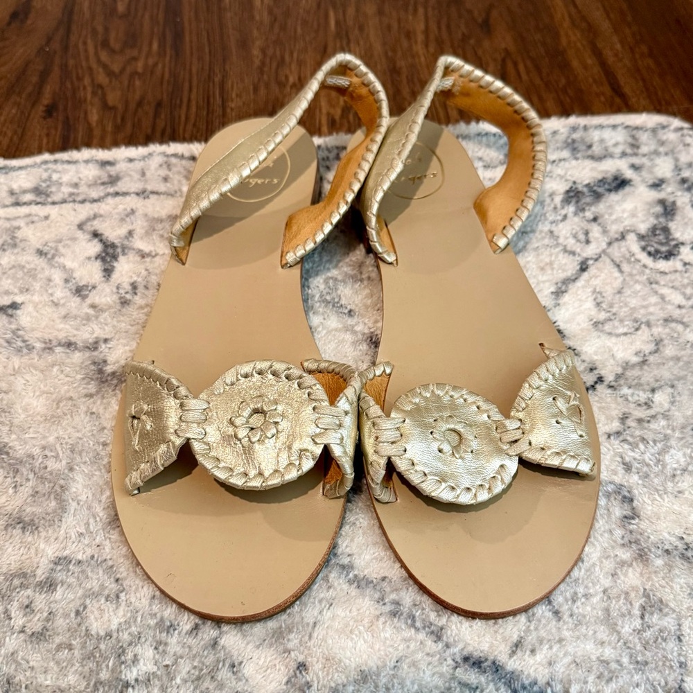 Jack Rogers Cream Leather Sandals - Picture 3 of 6